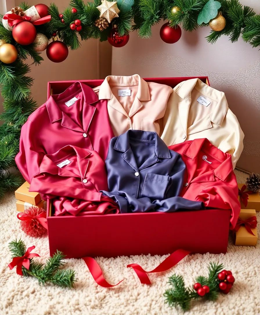 Weihnachtspyjama aus Seide
